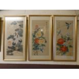 Three framed and glazed Japanese style p