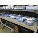 A selection of blue and white tableware,