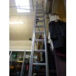 An aluminium double ladder