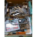 Two trays of assorted hand tools to incl