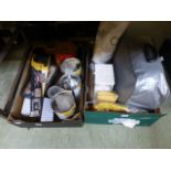 Two trays of car cleaning equipment, saw