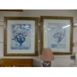 Two large reproduction modern framed and