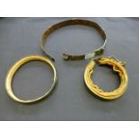 Three brass possible dog collars