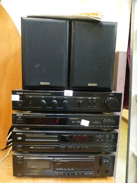 A Denon stacking system with speakers