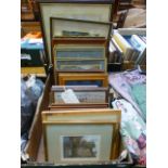 A tray of assorted framed and glazed pri