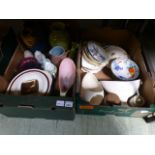 Two trays of assorted ceramic ware to in