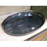 A large silver plated galleried tray