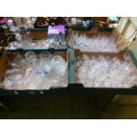 Four trays of assorted glassware to incl