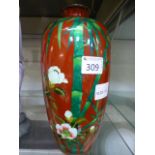 An oriental cloisonne enamel vase having