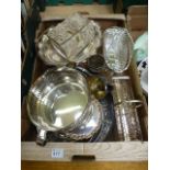 A tray of assorted plated ware to includ