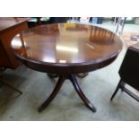 A reproduction flame mahogany circular p