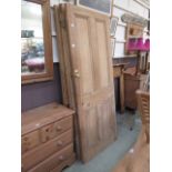 Five assorted stripped pine doors, one w