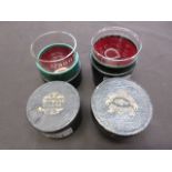 Two cased medicine glasses