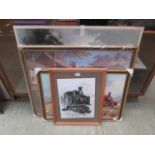 An unframed Cuneo print of steam locomot