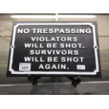 A 'No trespassing' sign