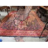 A distressed blue and red rug