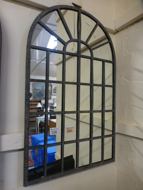 A small leaded glass mirror