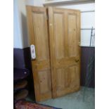 Four stripped pine doors, two having ply