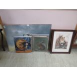 An assortment of framed and glazed print