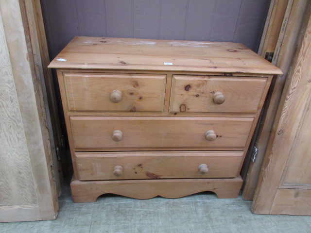 A waxed pine chest of two short over two