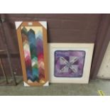 Two modern framed abstracts