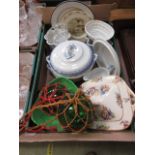 A tray containing tureens, jelly molds,