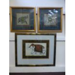 Three modern framed and glazed elephant
