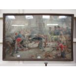 A framed and glazed print of sailors on