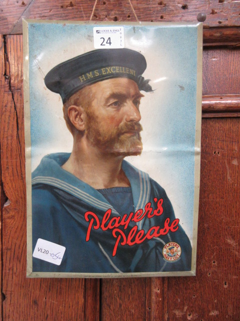 A metal advertising plaque 'Players Plea