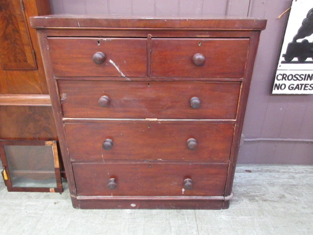 A Victorian mahogany veneered chest of t