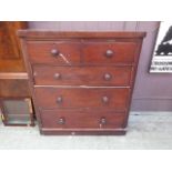 A Victorian mahogany veneered chest of t