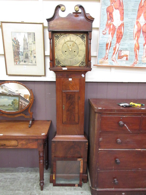 A mahogany veneered long case clock case