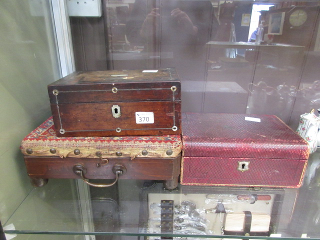 A small rosewood inlaid box together a V