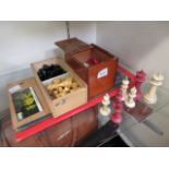 Two boxed chess sets together with two b