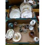 Two trays of decorative ceramic ware to