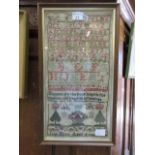 A framed and glazed sampler by Jean Elli