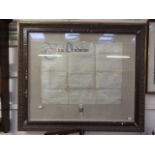 A Charles II framed and glazed indenture