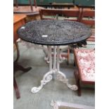 A black and white painted metal table