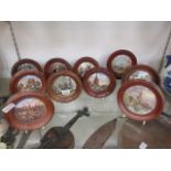 A collection of Prattware pot lids to in