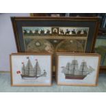 A set of four framed and glazed sailing