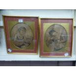 A pair of Victorian framed and glazed pr