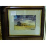 A framed and glazed watercolour titled B