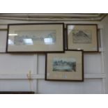 Three oak framed and glazed watercolours