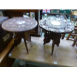 Two Indian collapsible occasional tables