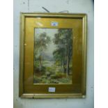 A gilt framed and glazed watercolour of