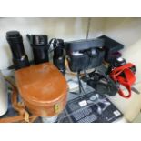 A collection of camera equipment to incl
