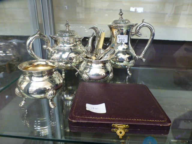 A silver plated tea and coffee set along