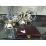 A silver plated tea and coffee set along