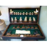 A reproduction Lewis Chessmen chess set