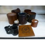 A collection of leather items to include